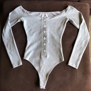 Grey Long-sleeve Bodysuit